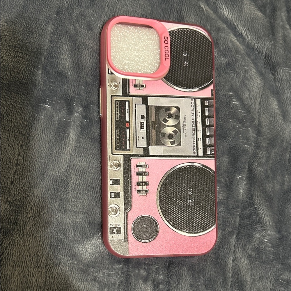 iPhone 15 Pink Boombox Graphic iPhone Case